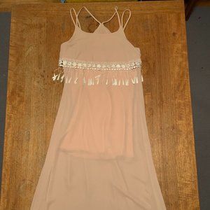Peach Royal Spaghetti Strap Grecian Maxi Dress - Size S - Pink